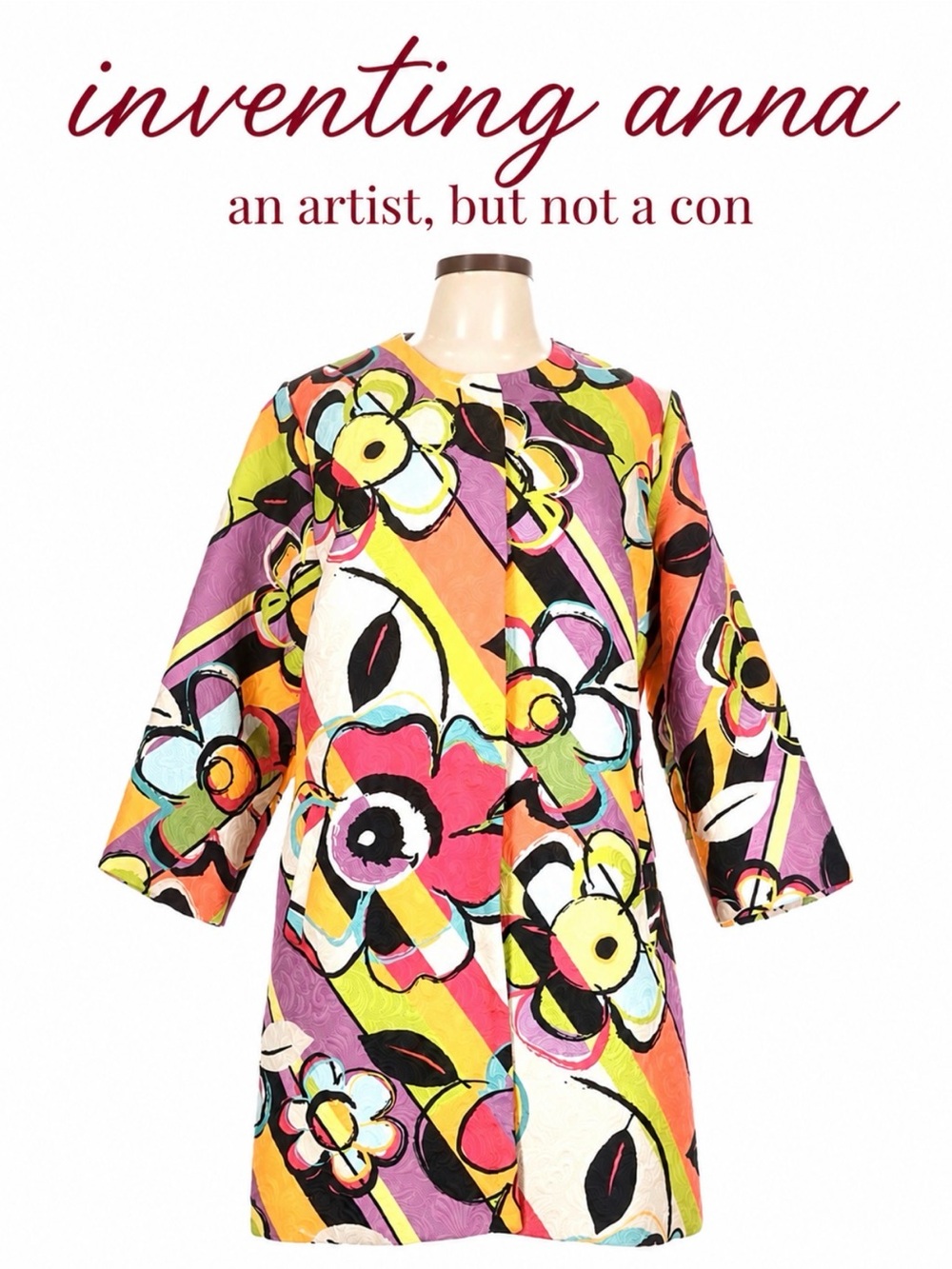 LUII Bright Abstract Floral Print Jacket in Red, Pink, Green, Blue and Black